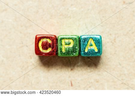 Metallic Color Alphabet Letter Block In Word Cpa (abbreviation Of Cost Per Click Or Certified Public