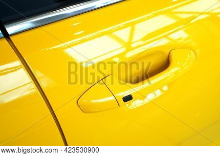 Keyless Access Entry Button With Touch Sensor On A Car Handle.