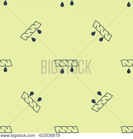 Blue Squeeze Clothes Icon Isolated Seamless Pattern On Yellow Background. Vector