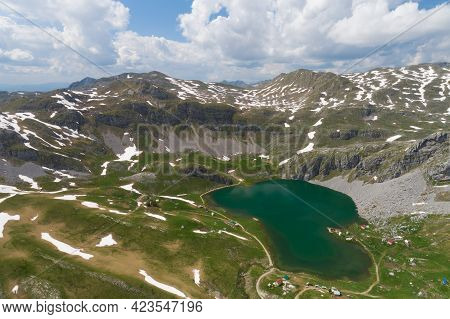 Kapetanovo Lake In Montenegro In The Spring, Aerial View