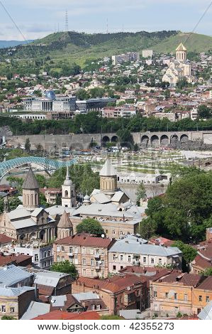 Churches And Domes Of Tbilisi, View To Historical Part Of The Capital Of Republic Of Georgia