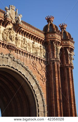 Details Of Arc De Triomf In Barcelona, Spain
