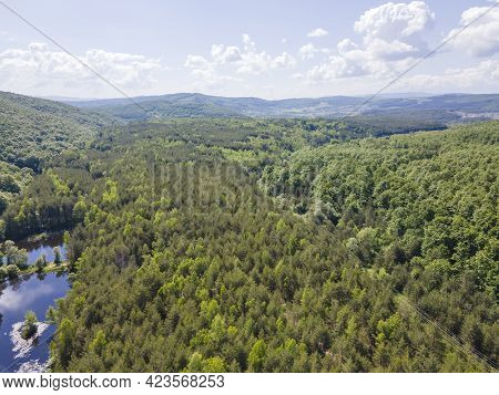 Aerial View Of Sua Gabra Lakes At Lozenska Mountain, Sofia Region, Bulgaria