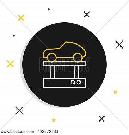Line Repair Car On A Lift Icon Isolated On White Background. Repair Of The Underbody, Suspension, Wh