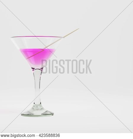Coctail With Toothstick On Bright Background. 3d Render