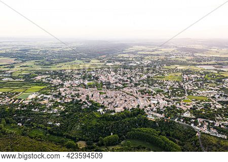 Aerial view of the historic town of Uzes, France