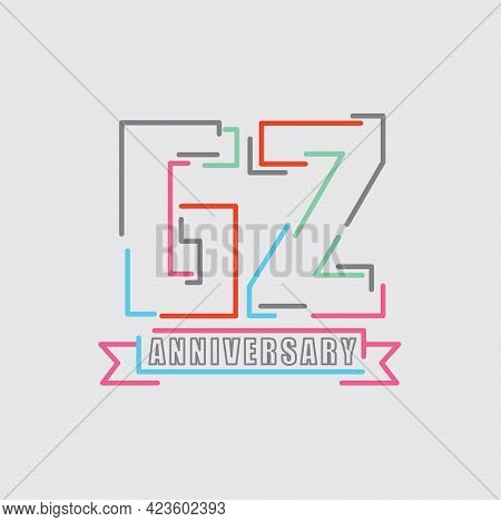 62th Years Anniversary Logo Birthday Celebration Abstract Design Vector Illustration. Eps 10
