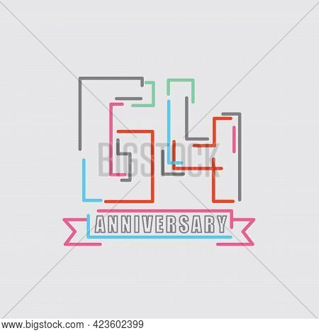 64th Years Anniversary Logo Birthday Celebration Abstract Design Vector Illustration. Eps 10