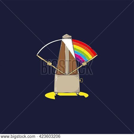 Metronome With Diffraction Of Wave Light Into Colorful Spectrum Vector Illustration