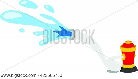 Fire Hydrant Vector Throwing Water Isolated On White Background. Children Book Illustration Graphics