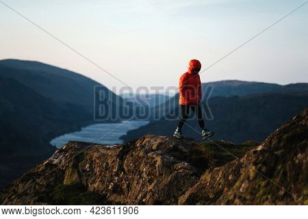 Drone shot of Raven Crag and Thirlmere reservoir at the Lake District in England