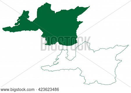 Ri-bhoi District (meghalaya State, Republic Of India) Map Vector Illustration, Scribble Sketch Ri Bh