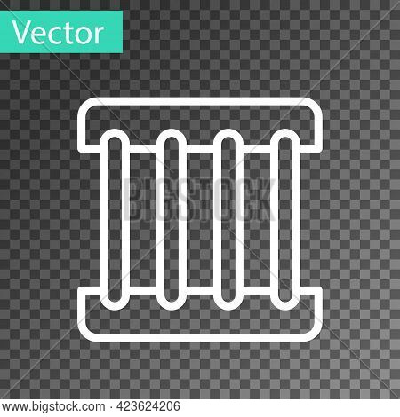White Line Prison Window Icon Isolated On Transparent Background. Vector