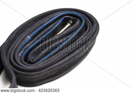 Road Bike Inner Tube Repairing Kit Against White.horizontal Shot