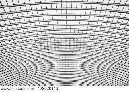 Liege, Belgium, June 2021: Futuristic Architecture Of The Guillemins Train Station Roof In Liege. De