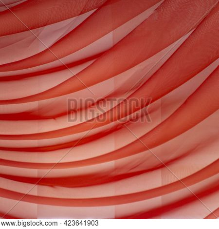 Horizontal Folds On Organza Curtains For Background And Design