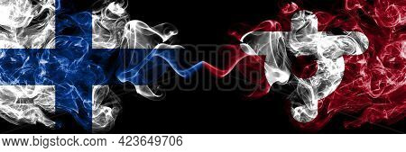 Finland, Finnish Vs Japan, Japanese, Sunagawa, Hokkaido, Sorachi, Subprefecture Smoky Flags Side By 