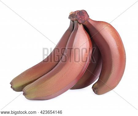 Delicious Red Baby Bananas On White Background