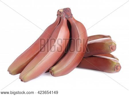 Delicious Red Baby Bananas On White Background