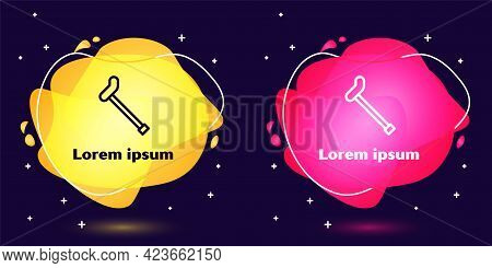Set Line Walking Stick Cane Icon Isolated On Blue Background. Abstract Banner With Liquid Shapes. Ve