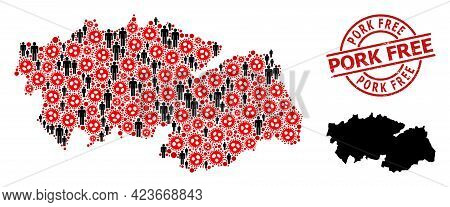 Collage Map Of Toledo Province Constructed From Virus Items And People Icons. Pork Free Scratched Se
