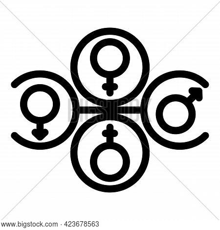 Gender Identity All Icon. Outline Gender Identity All Vector Icon For Web Design Isolated On White B