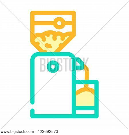 Crusher Device For Production Peanut, Press Machine Color Icon Vector. Crusher Device For Production