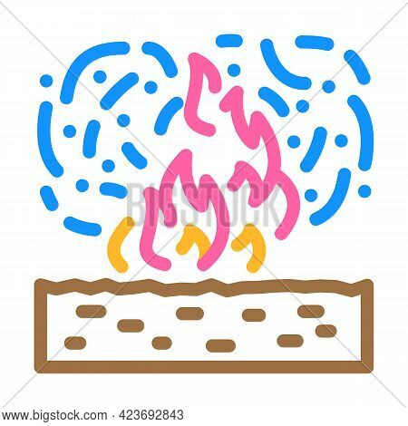 Burning Field Peat Color Icon Vector. Burning Field Peat Sign. Isolated Symbol Illustration