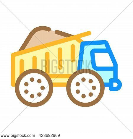 Truck Carrying Peat Color Icon Vector. Truck Carrying Peat Sign. Isolated Symbol Illustration