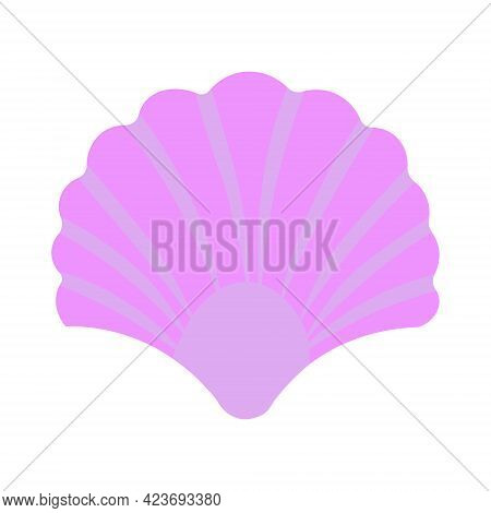 Seashell Isolated Lilac Color White Background Summer Seashell Vector Illustration Flatlogo. Applied