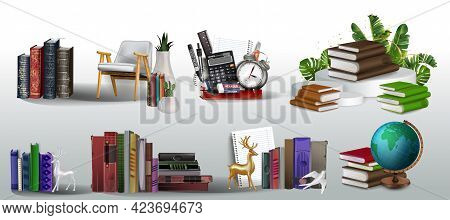 Book Collection, Book Club, Back To School, Book Stack. Stack Of Books, School Supplies, Vertical Bo