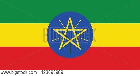 National Ethiopia Flag, Official Colors And Proportion Correctly. National Ethiopia Flag. Vector Ill
