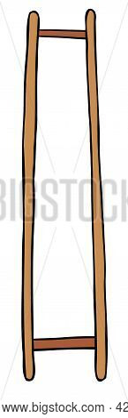 Cartoon Vector Illustration Of Wooden Ladder Without Steps. Colored And Black Outlines.