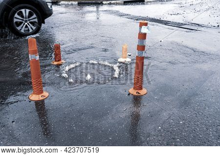 Looding A Highway During Rain, Driving A Car On A Flooded Road