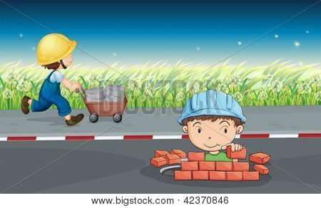 Illustrazione dei lavoratori in strada