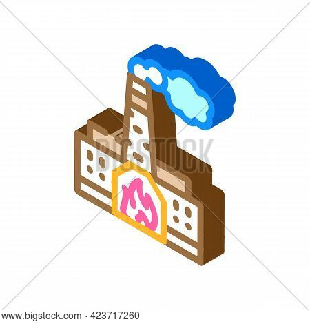 Thermal Power Plant Peat Isometric Icon Vector. Thermal Power Plant Peat Sign. Isolated Symbol Illus