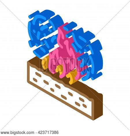 Burning Field Peat Isometric Icon Vector. Burning Field Peat Sign. Isolated Symbol Illustration