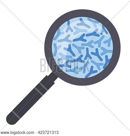 Through A Magnifying Glass Can Be Seen Bifidobacteria. Cartoon Style