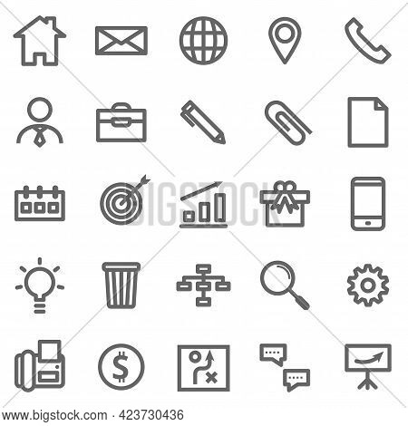 Set Of Business Icon. Universal Business Office Vector Illustrator. Graphic Isolated 640x640 Pixels.