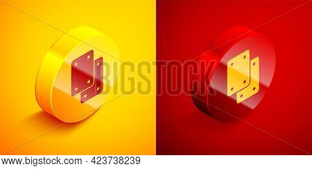 Isometric Knee Pads Icon Isolated On Orange And Red Background. Extreme Sport. Skateboarding, Bicycl