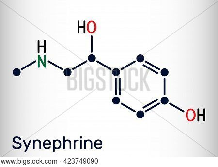 Synephrine, P-synephrine Molecule. It Is Phenethylamine Alkaloid. Skeletal Chemical Formula. Vector 