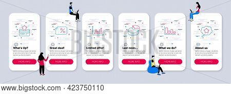 Vector Set Of Finance Icons Related To Pie Chart, Histogram And Discount Banner Icons. Ui Phone App 