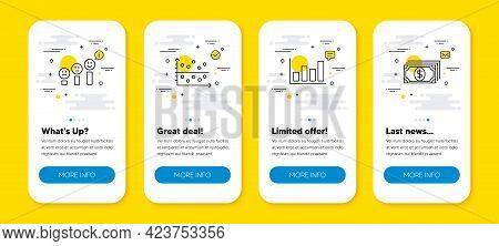 Vector Set Of Customer Satisfaction, Report Diagram And Dot Plot Line Icons Set. Ui Phone App Screen