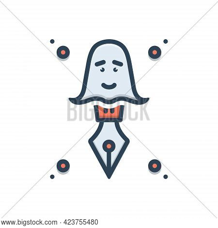 Color Illustration Icon For Ghostwriter Storyteller Spooky Anonymous Creative