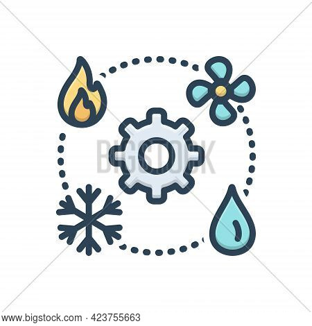 Color Illustration Icon For Hvac  Technician Heating Ventilation Air-conditioning Vehicular Environm