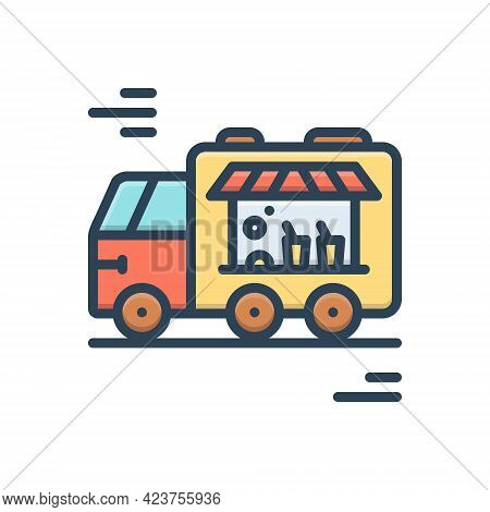Color Illustration Icon For Food-truck  Food Truck Catering Restaurant Kitchen Foodies Serving