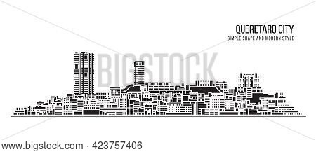 Cityscape Building Abstract Simple Shape And Modern Style Art Vector Design - Queretaro City