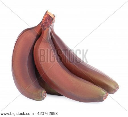 Delicious Red Baby Bananas On White Background