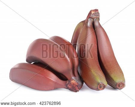 Delicious Red Baby Bananas On White Background