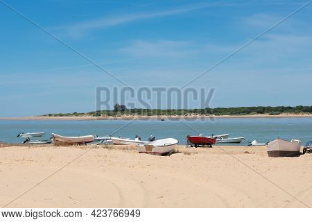 Fishing Boats On Bonanza Beach. Bonanza Cadiz. Andalusia. Spain. Europe.
